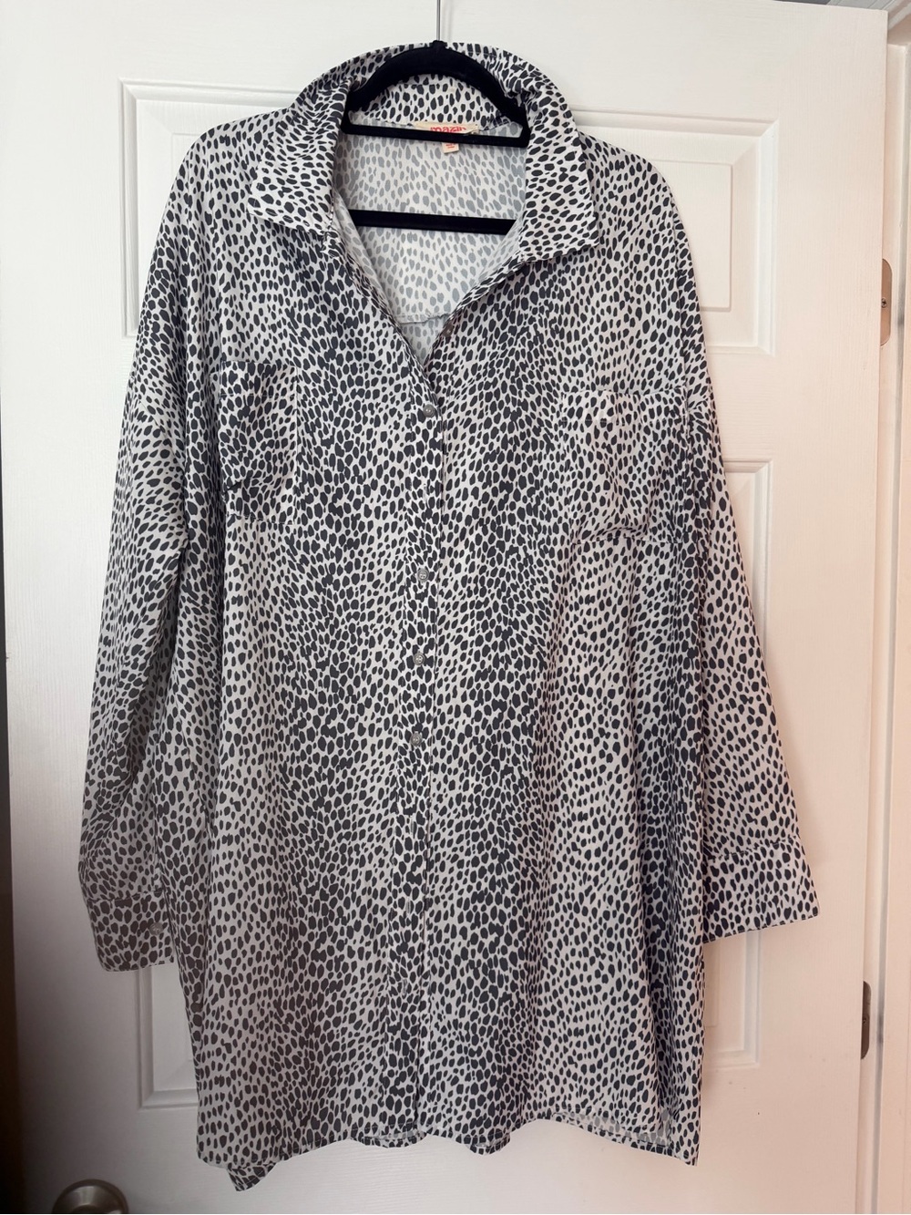 Mazik Black & White Printed Button-Down Shirt Dress